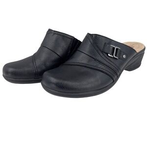 Earth Spirit Gelron Womens Black Slip On Clog Mule Buckle Comfort Shoes Size 8.5